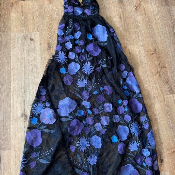 For Love Lemons Kaylee Bold Vibrant Floral Embroidered Sheer Maxi Dress S $348 - Picture 3 of 7